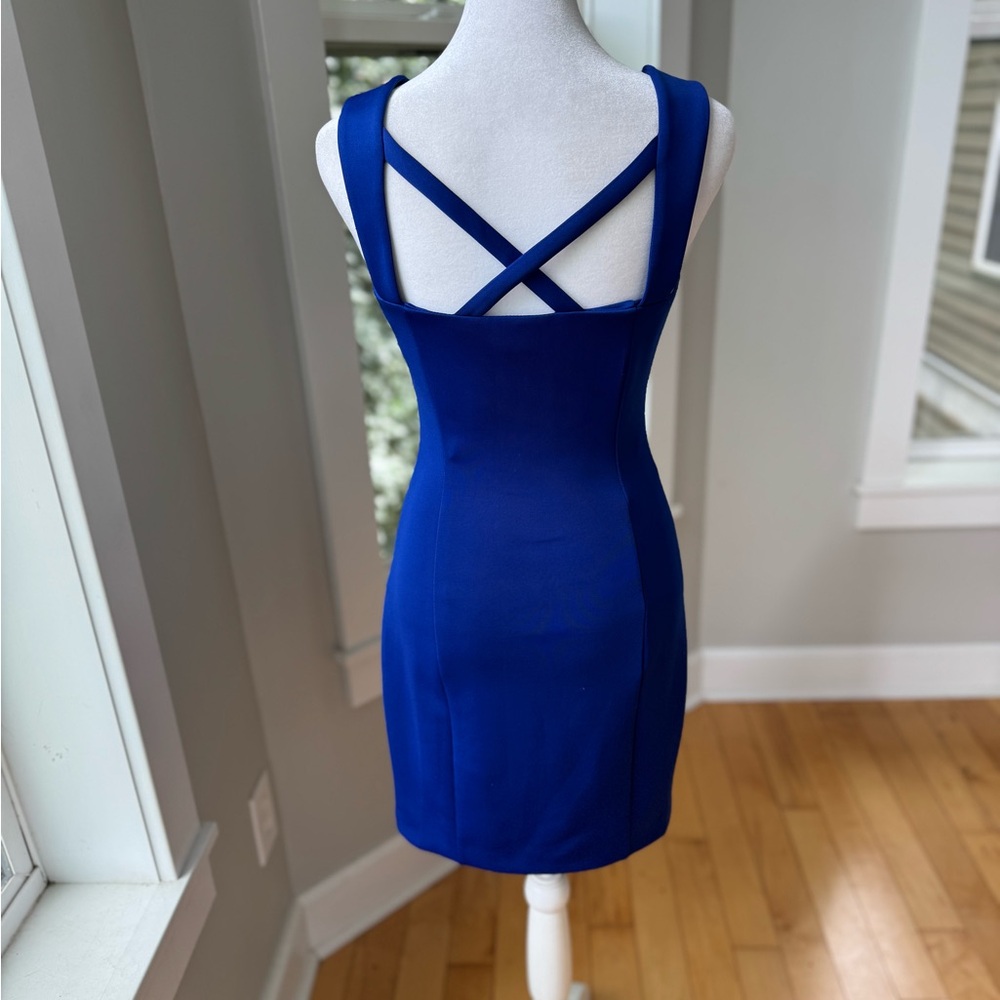 Guess Cobalt Blue Strappy Bodycon Mini Dress Homecoming Formal Prom Size 0 - Picture 4 of 15
